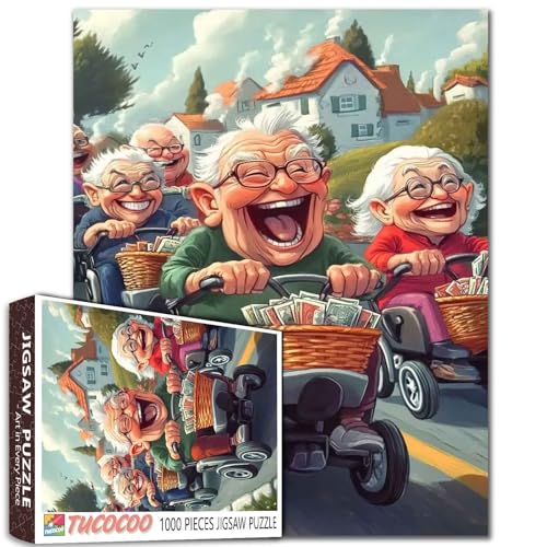 Puzzle mit alten Freunden, 1000 Teile, für Erwachsene, alter Mann, Reiten, Fahrrad, Malerei, Puzzle, Glück, Ältere, 1000 Teile, Puzzle-Spiel, Heim-Wanddekoration, Bastelpuzzle, Kunstgeschenk (bunt) Puzzle mit alten Freunden, 1000 Teile, für Erwachsene, alter Mann, Reiten, Fahrrad, Malerei, Puzzle, Glück, Ältere, 1000 Teile, Puzzle-Spiel, Heim-Wanddekoration, Bastelpuzzle, Kunstgeschenk (bunt) von TUMOVO