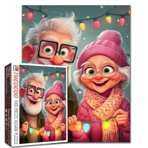 Romantisches Paar, 1000-teiliges Puzzle für Erwachsene, Glückliche Oma und Opa, Puzzle für alte Frau/Mann, 1000 Teile, 50,8 x 68,9 cm, DIY-Bastelpuzzle, Kunst, Heimdekoration Romantisches Paar, 1000-teiliges Puzzle für Erwachsene, Glückliche Oma und Opa, Puzzle für alte Frau/Mann, 1000 Teile, 50,8 x 68,9 cm, DIY-Bastelpuzzle, Kunst, Heimdekoration von TUMOVO