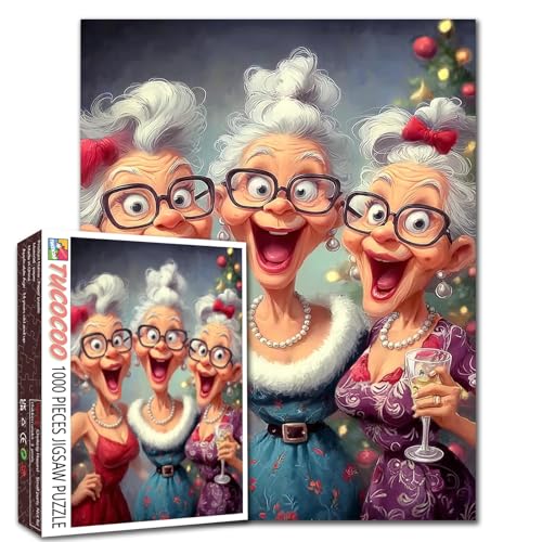 Weihnachtsparty-Puzzle, 1000-teiliges Puzzle für Erwachsene, Happy Threes, OldLady, Puzzle, Weihnachtsbäume, 1000 Teile, 50,8 x 68,9 cm, DIY-Puzzle, Kunst, Heimdekoration, Familien-Herausforderungen Weihnachtsparty-Puzzle, 1000-teiliges Puzzle für Erwachsene, Happy Threes, OldLady, Puzzle, Weihnachtsbäume, 1000 Teile, 50,8 x 68,9 cm, DIY-Puzzle, Kunst, Heimdekoration, Familien-Herausforderungen von TUMOVO
