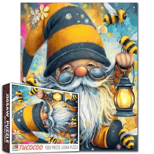 Zwerg-Puzzle, Alter Mann, 1000 Teile, für Erwachsene, Zwerg mit Lampe, Gemälde, Puzzle, Zwerg mit Biene, 1000 Teile, Puzzle-Spiel, Heim-Wanddekoration, Bastelpuzzle, Kunst, Festival, Geschenk (gelb) Zwerg-Puzzle, Alter Mann, 1000 Teile, für Erwachsene, Zwerg mit Lampe, Gemälde, Puzzle, Zwerg mit Biene, 1000 Teile, Puzzle-Spiel, Heim-Wanddekoration, Bastelpuzzle, Kunst, Festival, Geschenk (gelb) von TUMOVO