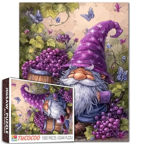 Zwerg Puzzle für Erwachsene, Rotwein, Holzfass-Puzzle, alter Mann mit violetter Traubenmalerei, 1000 Teile, Puzzle-Spiel, Heimdekoration, Schmetterling, Bastelpuzzle, Kunstgeschenk, bunt, 1000 Teile Zwerg Puzzle für Erwachsene, Rotwein, Holzfass-Puzzle, alter Mann mit violetter Traubenmalerei, 1000 Teile, Puzzle-Spiel, Heimdekoration, Schmetterling, Bastelpuzzle, Kunstgeschenk, bunt, 1000 Teile von TUMOVO