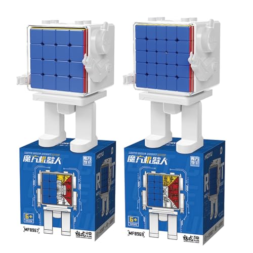TUNJILOOL Competition Speed Cube mit Box 2pcs Set, Spezialbox für roboterförmigen Speed Cube, lustiges Gehirntrainingsspielzeug für Kinder, Geschenke (4x4,5x5(Magnetic)) von TUNJILOOL