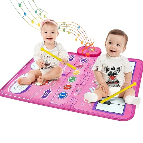TUNJILOOL 2 in 1 Baby Musical Mat for Toddlers with Early Educational Music Toys for 3+ Years Old Kids(Rosa) von TUNJILOOL