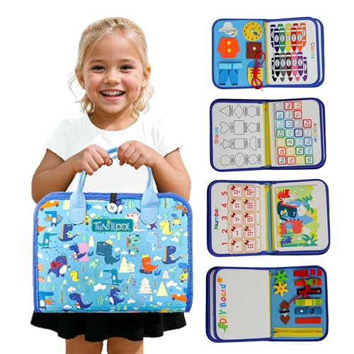 TUNJILOOL Montessori Busy Board - 8-in-1 Sinnesaktivitätsbuch mit abnehmbaren Seiten, reisegeeignet für Feinmotorik Vorschulbildung von TUNJILOOL