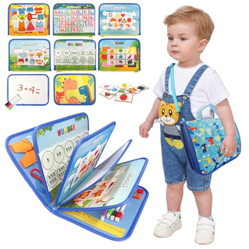 TUNJILOOL Montessori Busy Book - 10-seitiges Sinnesaktivitätsbuch mit Schulterriemen & wischbarer Whiteboard, ideales Reise-Lernspielzeug für Feinmotorik TUNJILOOL Montessori Busy Book - 10-seitiges Sinnesaktivitätsbuch mit Schulterriemen & wischbarer Whiteboard, ideales Reise-Lernspielzeug für Feinmotorik von TUNJILOOL