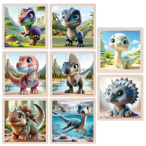 TUNJILOOL Dinosaurier Puzzle ab 3 4 5 6 Jahre, 8x6 Teilen Kinder Dino Holzpuzzle, Vorschule Lehrreiches Spielzeug, Geschenke für Kinder für Jungen und Mädchen von TUNJILOOL
