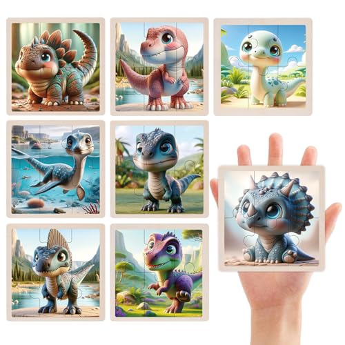 TUNJILOOL Dinosaurier Puzzle ab 3 4 5 6 Jahre, 8x6 Teilen Kinder Dino Holzpuzzle, Vorschule Lehrreiches Spielzeug, Geschenke für Kinder für Jungen und Mädchen von TUNJILOOL