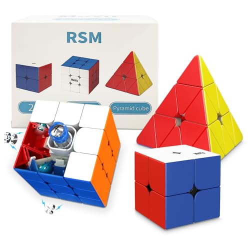 TUNJILOOL MOYU 3 Pack Magnetischer Speed Cube Set 2x2x2 + 3x3x3 + Pyraminx Pyramide Magnetic 3D Puzzle Magic Toy für Kinder Erwachsene von TUNJILOOL