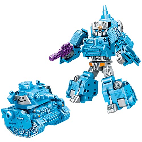 TUNJILOOL Transforming Auto Roboter Spielzeug, Panzer Roboter Transform Action Figuren, STEM Lern Construction EIN Geburtstagsgeschenk für Jungen und Mädchen im Alter von 6-12 Jahren (blau) von TUNJILOOL