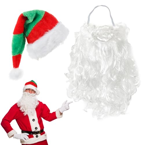 TUONYIS 2 Stück Weihnachtsmann Kostüm Set,Rot und Grün Gestreifte Weihnachtsmütze,Weihnachtsmann Bart,Kostüm für Nikolaus, für Kinder, Erwachsene, Weihnachtsfeier, Neujahr, festliche Party (2 Stück) TUONYIS 2 Stück Weihnachtsmann Kostüm Set,Rot und Grün Gestreifte Weihnachtsmütze,Weihnachtsmann Bart,Kostüm für Nikolaus, für Kinder, Erwachsene, Weihnachtsfeier, Neujahr, festliche Party (2 Stück) von TUONYIS