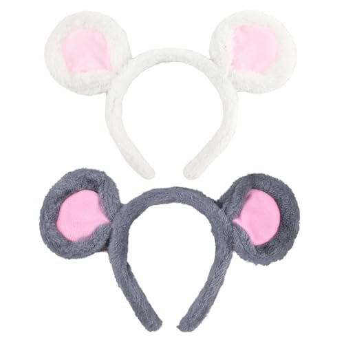 TUONYIS 2 Stücke Bärenohren Stirnbänder Plüsch Maus Ohren Haarreifen, Stirnband mit Mausohren, Stirnbänder Tier Maus Kostüm für Halloween Fasching Karneval Motto Party Kostüm Accessoires (Grau, Weiß) TUONYIS 2 Stücke Bärenohren Stirnbänder Plüsch Maus Ohren Haarreifen, Stirnband mit Mausohren, Stirnbänder Tier Maus Kostüm für Halloween Fasching Karneval Motto Party Kostüm Accessoires (Grau, Weiß) von TUONYIS