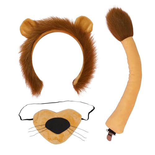 TUONYIS 3 Stück Löwenkostüm Tierkostüm,Plüsch Tierische Ohrstirnband -Hecknase,Löwenkostümzubehör Kit,für Kinder Karnevalsbühne Cosplay Halloween Carnival Drama Performance Accessoires(3 Stück) TUONYIS 3 Stück Löwenkostüm Tierkostüm,Plüsch Tierische Ohrstirnband -Hecknase,Löwenkostümzubehör Kit,für Kinder Karnevalsbühne Cosplay Halloween Carnival Drama Performance Accessoires(3 Stück) von TUONYIS