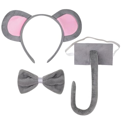 TUONYIS Mausohren-Haarreif, mit Maus-Krawatte und Mausschwanz, Maus-Tier-Kostüm, Kopfschmuck für Kinder, Fasching, Cosplay, Karneval, Halloween-Kostüm, Grau, Einheitsgröße TUONYIS Mausohren-Haarreif, mit Maus-Krawatte und Mausschwanz, Maus-Tier-Kostüm, Kopfschmuck für Kinder, Fasching, Cosplay, Karneval, Halloween-Kostüm, Grau, Einheitsgröße von TUONYIS