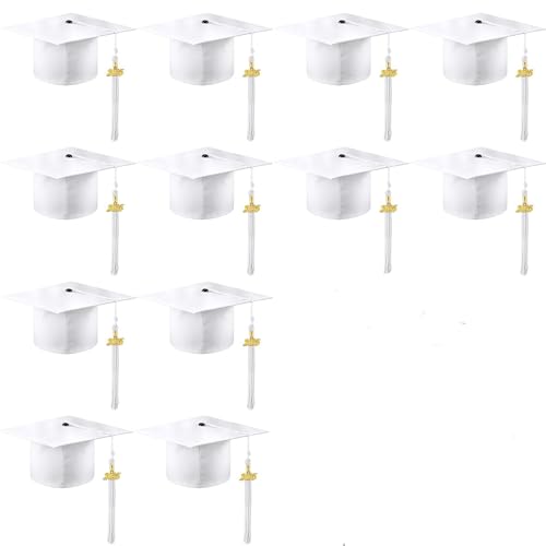 Bachelor Hut Stirnband,Graduation Cap Holder 4–24 Stück Vorschul-Absolventenkappen, Großpackung, Kindergarten-Abschlusskappe, Kindergröße, Absolventenhüte mit Metallquaste for die Vorschule(White,4pcs von TUOYDJA
