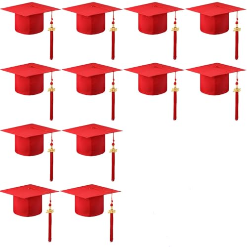 Bachelor Hut Stirnband,Graduation Cap Holder 4–24 Stück Vorschul-Absolventenkappen, Großpackung, Kindergarten-Abschlusskappe, Kindergröße, Absolventenhüte mit Metallquaste for die Vorschule(Red,4pcs) Bachelor Hut Stirnband,Graduation Cap Holder 4–24 Stück Vorschul-Absolventenkappen, Großpackung, Kindergarten-Abschlusskappe, Kindergröße, Absolventenhüte mit Metallquaste for die Vorschule(Red,4pcs) von TUOYDJA