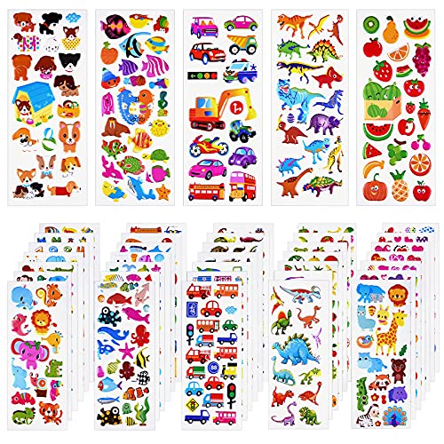 TUPARKA 1000+ 3D Stickers Puffy Stickers 40 Verschiedene Blätter Bastelsticker für Kinder Scrapbooking Bullet Journals von TUPARKA