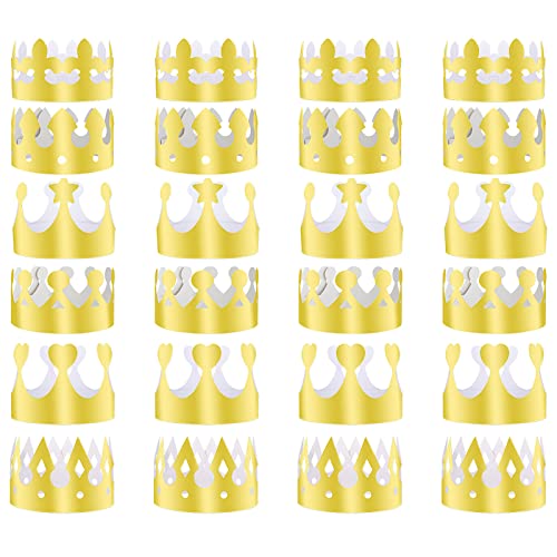 TUPARKA 24 Stk. Papierkrone Golden King Crowns Goldfolie Party Crown Hutkappe zur Geburtstagsfeier Babyparty Foto Requisiten (6 Styles) von TUPARKA