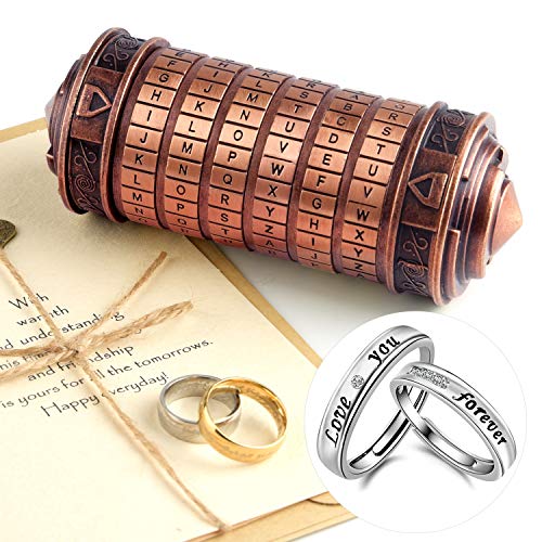 TUPARKA Da Vinci Code Mini Cryptex Valentinstag interessant kreativ romantische Geburtstagsgeschenke für Sie, Rot, Bronze, 5 Stück von TUPARKA