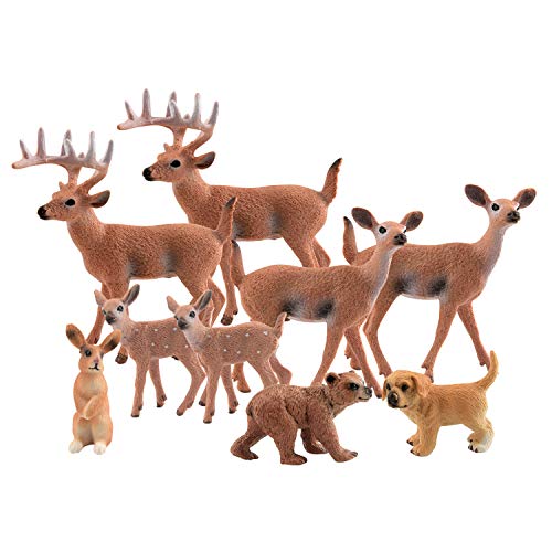 TUPARKA 9Pcs Woodland Animals Set, Waldtiere Figur Hirsch, Hund, Kaninchen, Bär Spielzeug Figur für Weihnachtsschmuck Kinder Spielzeug von TUPARKA