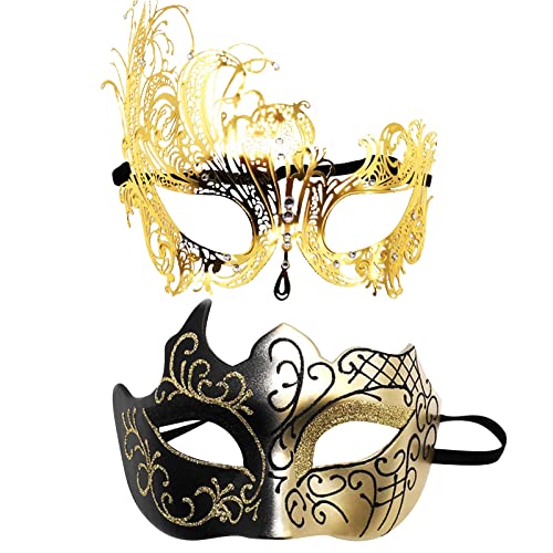 TUQIDEWU Lady of Luck Maskerade Paar Masken Venezianische Maske Set Maskerade Ball Maske Karneval Maskerade Maske für Frauen Männer Party Prom Ball HalloweenA017 von TUQIDEWU