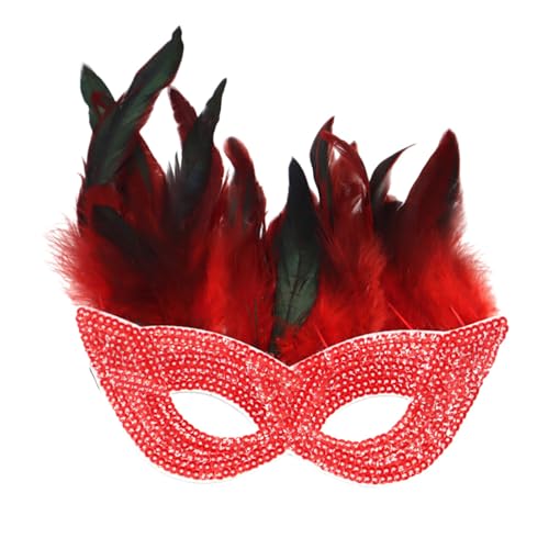 TUQIDEWU Maskenball Maske Damen, Bunt Federmaske mit Kunststeinen Karneval Masquerade Maske für Women Karneval Bekleidungs Dekoration ZubehörA011 von TUQIDEWU