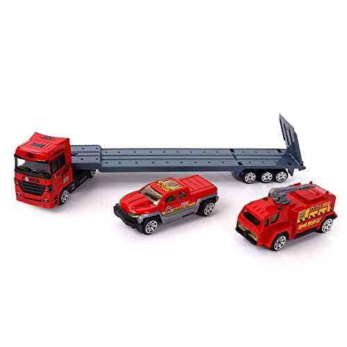 Turbo Challenge - Transport-LKW und Feuerwehr-Einsatzfahrzeuge - Druckguss - 028805-1/38 - Freilauf-Fahrzeug - Rot - Metall - Ab 3 Jahren von MGM