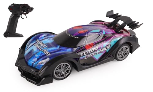 TURBO CHALLENGE - Turbo-Light-Auto – Lightning Racer – 097750 – ferngesteuertes Auto – Blau – 1/18 – wiederaufladbarer Akku und Batterien inkl. – Kunststoff – Kinderspielzeug – Geschenk – ab 6 Jahren TURBO CHALLENGE - Turbo-Light-Auto – Lightning Racer – 097750 – ferngesteuertes Auto – Blau – 1/18 – wiederaufladbarer Akku und Batterien inkl. – Kunststoff – Kinderspielzeug – Geschenk – ab 6 Jahren von TURBO CHALLENGE