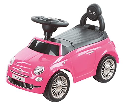 TURBO CHALLENGE - FIAT 500 - Lauflernhilfe - 119106 - Freilauf - Rosa - Max. 25 kg - Kunststoff - Batterien Nicht enthalten - Kinderspielzeug - Geschenk - Ab 12 Monaten von TURBO CHALLENGE