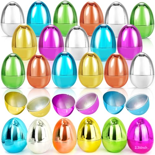 24 Stück metallische Ostereier, 6 cm, glänzend, goldenes Ei, befüllbar, Kunststoff, bunt, leer für Ostereiersuche, Mottoparty, Gastgeschenke, Leckereien, Füllstoffe, Füllstoffe, Klassenzimmerpreis 24 Stück metallische Ostereier, 6 cm, glänzend, goldenes Ei, befüllbar, Kunststoff, bunt, leer für Ostereiersuche, Mottoparty, Gastgeschenke, Leckereien, Füllstoffe, Füllstoffe, Klassenzimmerpreis von TURNMEON