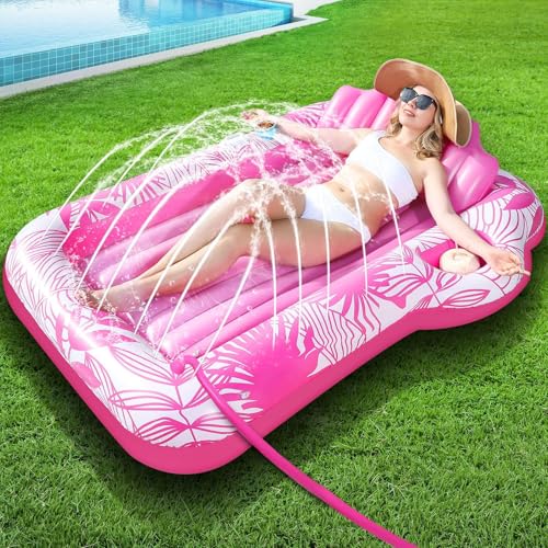 Aufblasbare Sonnenliege mit Sprinkler, 182,9 x 119,4 cm, großer Pool schwimmt Erwachsene mit Rückenlehne und Getränkehalter, aufblasbares Sonnenbett, Poolfloß, Floatie für Erwachsene, Hinterhof, Aufblasbare Sonnenliege mit Sprinkler, 182,9 x 119,4 cm, großer Pool schwimmt Erwachsene mit Rückenlehne und Getränkehalter, aufblasbares Sonnenbett, Poolfloß, Floatie für Erwachsene, Hinterhof, von TURNMEON