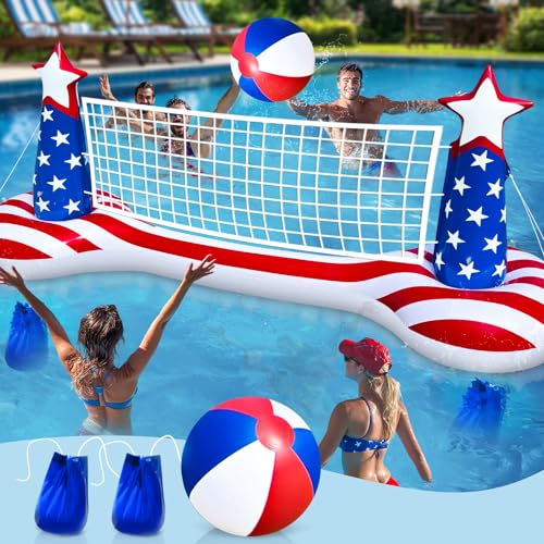 Großer aufblasbarer Pool Schwimmring Set mit 22,9 cm Strandball, 2 Gewichtsbeutel und US-Flagge, schwimmendes Spielzeug für Erwachsene und Kinder, perfekt für Partys Großer aufblasbarer Pool Schwimmring Set mit 22,9 cm Strandball, 2 Gewichtsbeutel und US-Flagge, schwimmendes Spielzeug für Erwachsene und Kinder, perfekt für Partys von TURNMEON