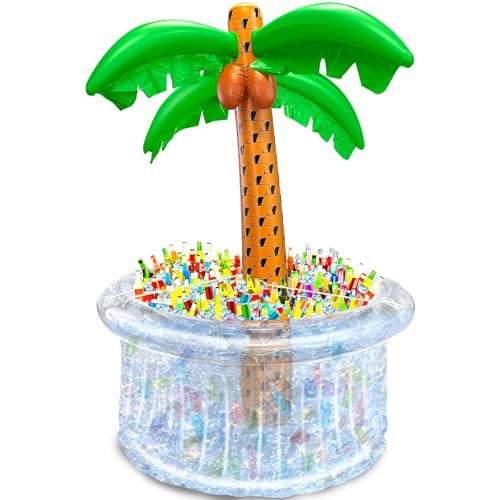 TURNMEON Aufblasbarer Palmen-Kühler mit stabilisierendem Seil, 182,9 cm, super Kapazität für 200+ Getränke, faltbarer Eiskübel für Strand, Party, Pool, Luau und Veranstaltungen im Freien von TURNMEON
