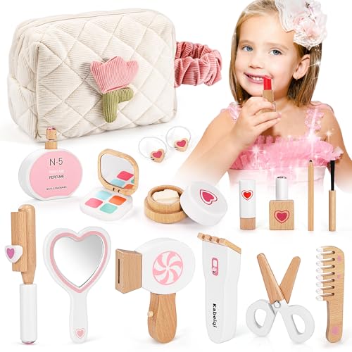 TUSEASY 16-Teiliges Schminkkoffer Mädchen Holzschminke Spielzeug, Kinderschmink- und Friseurset aus Holz, Schminkset aus Holz für Kinder-Rollenspiele, Geschenke ab 3 4 5 Jahre Mädchen TUSEASY 16-Teiliges Schminkkoffer Mädchen Holzschminke Spielzeug, Kinderschmink- und Friseurset aus Holz, Schminkset aus Holz für Kinder-Rollenspiele, Geschenke ab 3 4 5 Jahre Mädchen von TUSEASY