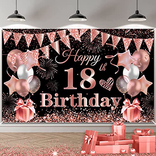 18.Geburtstagsfeier Dekorationen Banner, Schwarz Roségold Große 18. Schild Poster Foto Stand Hintergrund Geburtstagsfeier Banner, Schwarz und Roségold 18th Geburtstagsbanner für Jungen Party Deko 18.Geburtstagsfeier Dekorationen Banner, Schwarz Roségold Große 18. Schild Poster Foto Stand Hintergrund Geburtstagsfeier Banner, Schwarz und Roségold 18th Geburtstagsbanner für Jungen Party Deko von TUTUXMA