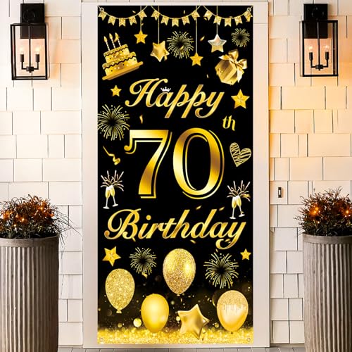 70. Geburtstagsfeier Dekorationen Banner, Schwarzes und Gold 70. Geburtstag Dekoration für Mann, 70. Geburtstagsfeier Tür Banner Hintergrund Poster Schild für 70. Geburtstagsfeier Deko, 185 × 90cm 70. Geburtstagsfeier Dekorationen Banner, Schwarzes und Gold 70. Geburtstag Dekoration für Mann, 70. Geburtstagsfeier Tür Banner Hintergrund Poster Schild für 70. Geburtstagsfeier Deko, 185 × 90cm von TUTUXMA