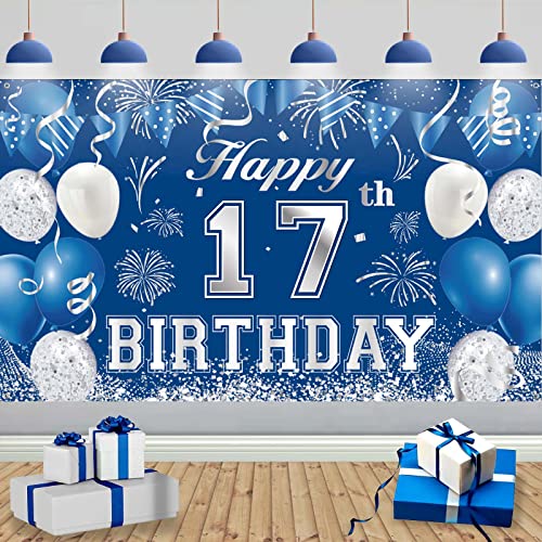 TUTUXMA 17. Geburtstag Dekoration Blau Silber, 185x110cm Große 17. Schild Poster Foto Stand Hintergrund Geburtstagsfeier Banner, Blau und Silber 17th Geburtstagsbanner für Jungen Jubiläum Party Deko TUTUXMA 17. Geburtstag Dekoration Blau Silber, 185x110cm Große 17. Schild Poster Foto Stand Hintergrund Geburtstagsfeier Banner, Blau und Silber 17th Geburtstagsbanner für Jungen Jubiläum Party Deko von TUTUXMA