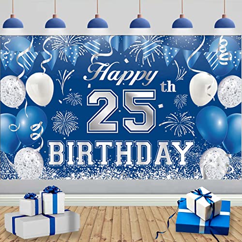 TUTUXMA 25. Geburtstag Banner Deko, 25. Blau Silber Große Hintergrund Geburtstagsbanner, 25. Geburtstag Stoff Schild Geburtstagsfeier Dekorationen Banner für 25. Mann Geburtstag Jubiläum Party Deko TUTUXMA 25. Geburtstag Banner Deko, 25. Blau Silber Große Hintergrund Geburtstagsbanner, 25. Geburtstag Stoff Schild Geburtstagsfeier Dekorationen Banner für 25. Mann Geburtstag Jubiläum Party Deko von TUTUXMA