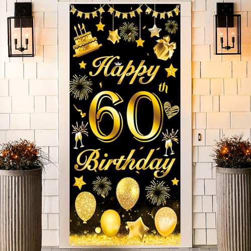 60 Geburtstag Banner, Schwarz Gold 60. Geburtstag Deko für Mann, 60 Jahr Geburtstags Dekoration Banner, Große 60. Geburtstag Tür Banner Hintergrund Poster Schild für 60. Geburtstagsdeko, 185 × 90cm 60 Geburtstag Banner, Schwarz Gold 60. Geburtstag Deko für Mann, 60 Jahr Geburtstags Dekoration Banner, Große 60. Geburtstag Tür Banner Hintergrund Poster Schild für 60. Geburtstagsdeko, 185 × 90cm von TUTUXMA
