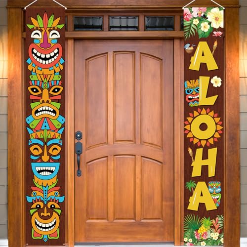 TUTUXMA Hawaii Deko Banner - Aloha Party Hintergrund Türdeko, Tiki Tür Banner, Groß Hawaiian Luau Dekorations für Sommerparty Beach Lauv TUTUXMA Hawaii Deko Banner - Aloha Party Hintergrund Türdeko, Tiki Tür Banner, Groß Hawaiian Luau Dekorations für Sommerparty Beach Lauv von TUTUXMA