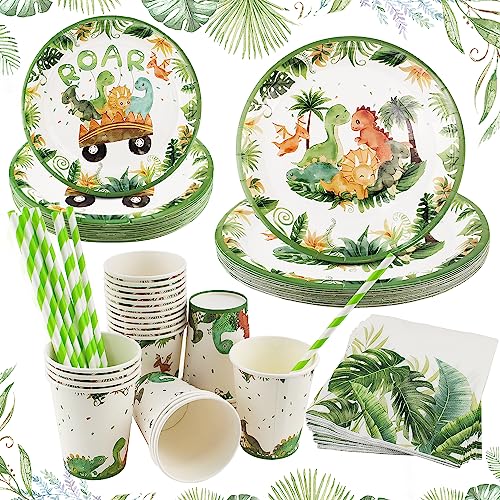 TUZHE Dino Geburtstag Deko Partygeschirr Set Dinosaurier Geburtstag Party Set für 24 Gäste Einweggeschirr Pappteller Tassen Servietten Strohhalme für Party Kindergeburtstag Deko Junge Mädchen TUZHE Dino Geburtstag Deko Partygeschirr Set Dinosaurier Geburtstag Party Set für 24 Gäste Einweggeschirr Pappteller Tassen Servietten Strohhalme für Party Kindergeburtstag Deko Junge Mädchen von TUZHE