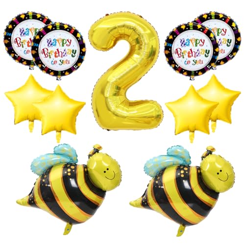 1 Ballon Nummer 2 und 10 Stück Bienen-Themenballons, Geburtstagsparty-Dekorationen, kreative lustige Dekorationen. 1 Ballon Nummer 2 und 10 Stück Bienen-Themenballons, Geburtstagsparty-Dekorationen, kreative lustige Dekorationen. von TVSVKWE