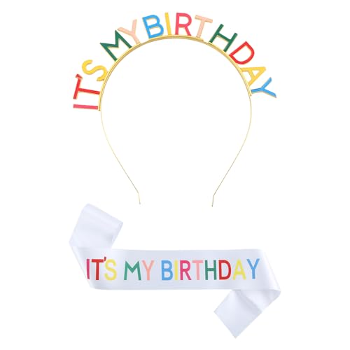 TVSVKWE 1 Stück Buchstaben Stirnband, 1 Stück Schultergurt, This Is My Birthday, Fun Shooting Requisiten, Mädchen Geburtstag Party Dekoration Set. TVSVKWE 1 Stück Buchstaben Stirnband, 1 Stück Schultergurt, This Is My Birthday, Fun Shooting Requisiten, Mädchen Geburtstag Party Dekoration Set. von TVSVKWE