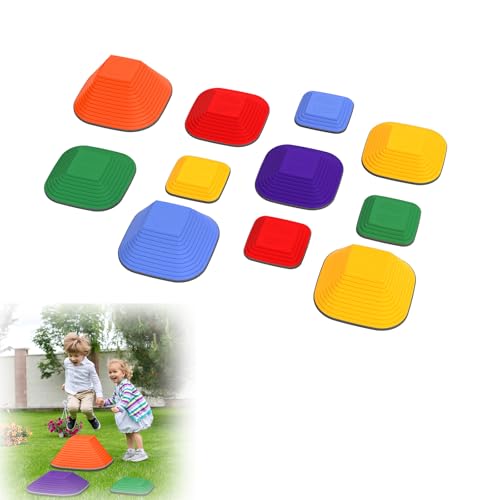 TWOLIIN Balanciersteine für Kinder Flusssteine Kinder Balancieren 11 Stück, Rutschfester Vollgummirand Balanciersteine Set für Schulen Kitas Therapiezentren von TWOLIIN