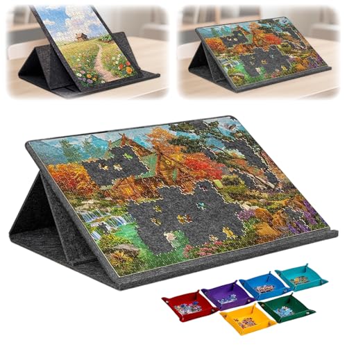 Faltbares Puzzlebrett,Puzzle-Brett 1000 Teile mit 2-in-1-Ständer und Abdeckung,kippbares Puzzle Board mit 6 Sortierer,Puzzletisch Aufbewahrung,Geschenk für Kinder Erwachsene 32 * 22 inches von TWSOUL