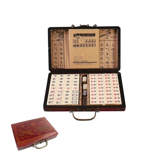 TWSOUL Majong Stones Game, Mahjong Mahjong Set, Majongsteine Spiel, Mini Mahjong Spiel, Mini Traditional Chinese Riichi Mahjong Tragbarer Mahjong Brettspiel (A) von TWSOUL