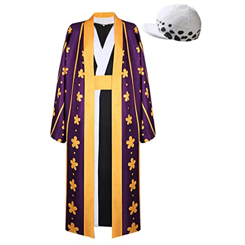 TWSTIV Anime Cosplay Trafalgar Law Wano Country Kimono Kostüm mit Hut (M) von TWSTIV