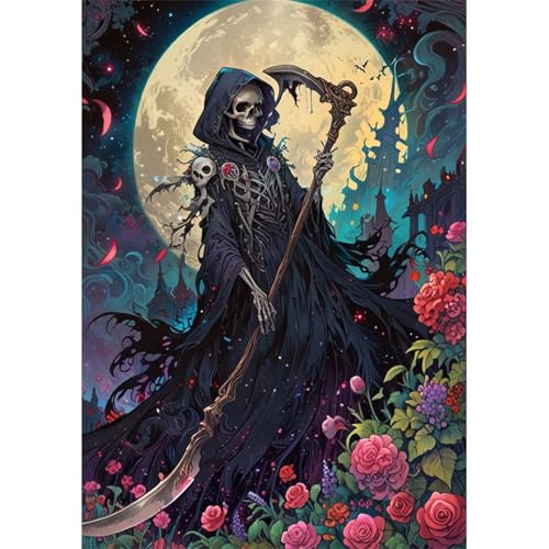 TWYYDP 1000 Teile Puzzle für Erwachsene,Blumen-Todesschädel,Holzpuzzle,Spiele Zum Stressabbau TWYYDP 1000 Teile Puzzle für Erwachsene,Blumen-Todesschädel,Holzpuzzle,Spiele Zum Stressabbau von TWYYDP