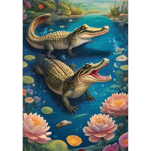 TWYYDP 1000 Teile Puzzle für Erwachsene,Blumen- und Krokodillandschaft,Holzpuzzle,Spiele Zum Stressabbau TWYYDP 1000 Teile Puzzle für Erwachsene,Blumen- und Krokodillandschaft,Holzpuzzle,Spiele Zum Stressabbau von TWYYDP