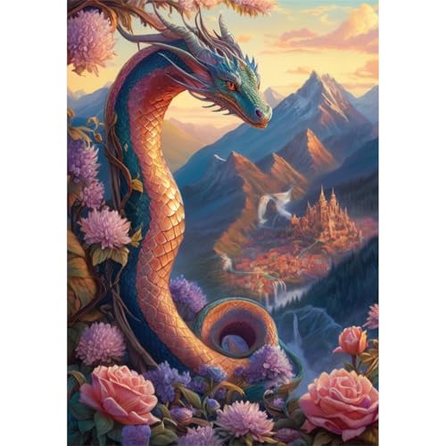 TWYYDP 1000 Teile Puzzle für Erwachsene,Blumenschlangendrache,Holzpuzzle TWYYDP 1000 Teile Puzzle für Erwachsene,Blumenschlangendrache,Holzpuzzle von TWYYDP