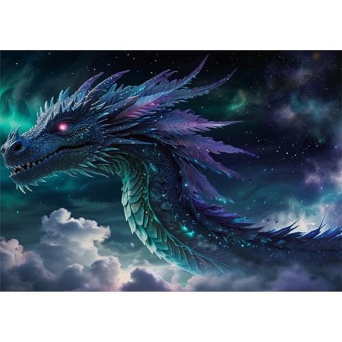 TWYYDP 1000 Teile Puzzle für Erwachsene,Drache Im Sternenhimmel und In Den Wolken,Holzpuzzle,Spiele Zum Stressabbau von TWYYDP